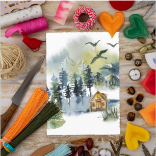 Aquarell-Waldszene-Schabblatt-Hintergrund