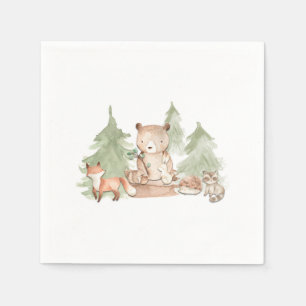 Aquarell Waldtiere Baby Shower Serviette