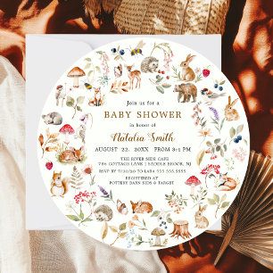 Aquarell Waldtiere Babyparty Einladung