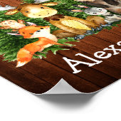 Aquarell-Waldtiere Holz Wald Bäume Poster (Ecke)