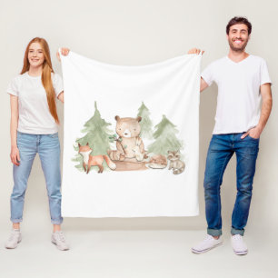Aquarell-Waldtiere-Nursery-Schlafzimmer Fleecedecke