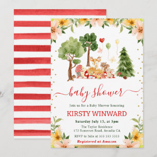 Aquarell-Waldtiere-Picknick-Baby-Party Einladung
