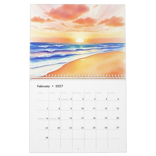 Aquarell-Wandkalender 2025 Kalender (Feb 2027)