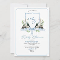 Aquarell Wappen Blue Duck Mallard Baby Dusche