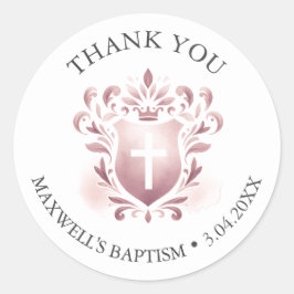Aquarell Wappen Taufe Danke Stickers Pink