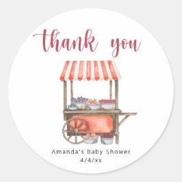 Aquarell-Warenkorb Beeren Baby Shower Danke Runder Aufkleber