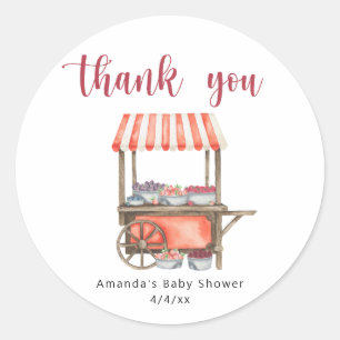 Aquarell-Warenkorb Beeren Baby Shower Danke Runder Aufkleber