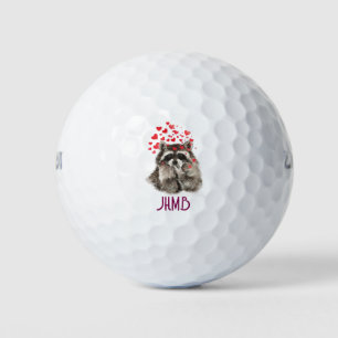 Aquarell-Waschbär beim Küsseschicken Tier-Monogram Golfball