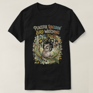 Aquarell-Waschbär-Vogelbeobachter-Naturdesign T-Shirt
