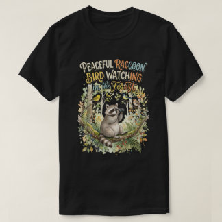 Aquarell-Waschbär-Vogelbeobachter-Naturdesign T-Shirt
