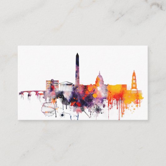 Aquarell-Washington DC-Skyline Visitenkarte (Vorderseite)