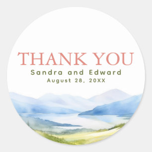 Aquarell-Wasser Dankeschön Berge Runder Aufkleber