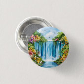 Aquarell-Wasserfall Button (Vorne & Hinten)