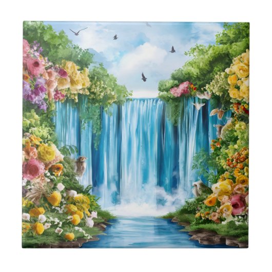 Aquarell-Wasserfall Fliese (Vorderseite)