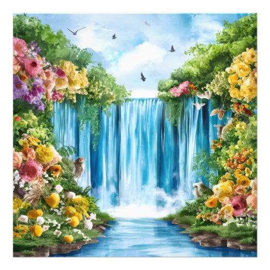 Aquarell-Wasserfall Fotodruck (Vorne)
