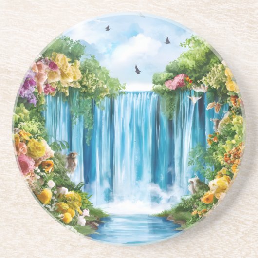 Aquarell-Wasserfall Getränkeuntersetzer (Vorne)