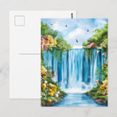 Aquarell-Wasserfall Postkarte (Vorne/Hinten)
