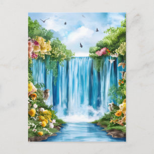 Aquarell-Wasserfall Postkarte