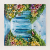 Aquarell-Wasserfall Puzzle (Horizontal)