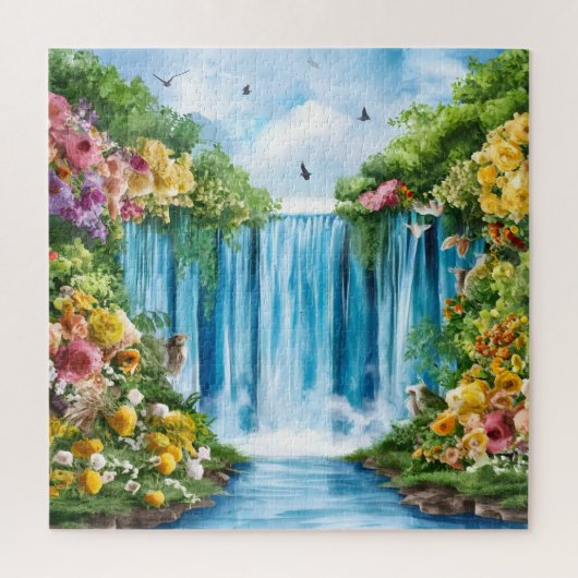 Aquarell-Wasserfall Puzzle (Vertikal)