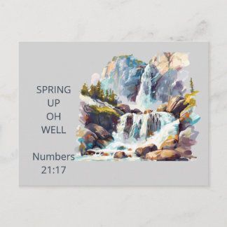 Aquarell-Wasserfall "Spring Up Oh Well" Postkarte