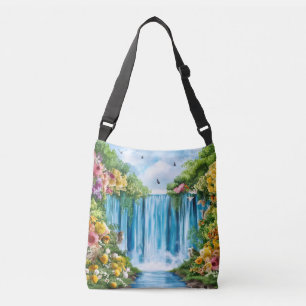 Aquarell-Wasserfall Tragetaschen Mit Langen Trägern