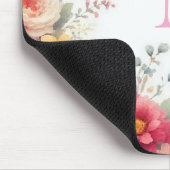 Aquarell-Wasserfarbe-Blumen-Schablone Monogramm Mousepad (Ecke)