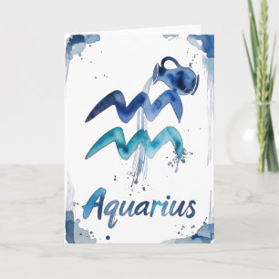 Aquarell Wassermann Sternzeichen Januar Februar Karte
