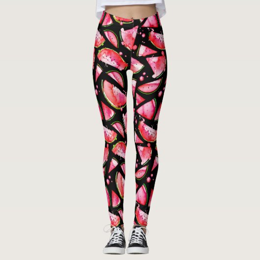 Aquarell Wassermelone 2 Leggings (Vorderseite)