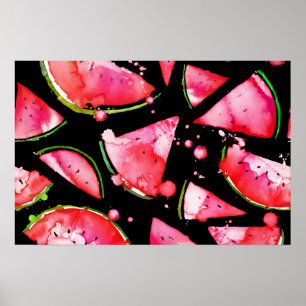 Aquarell Wassermelone 2 Poster