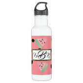 Aquarell-Wassermelone-Monogramm Edelstahlflasche (Vorderseite)