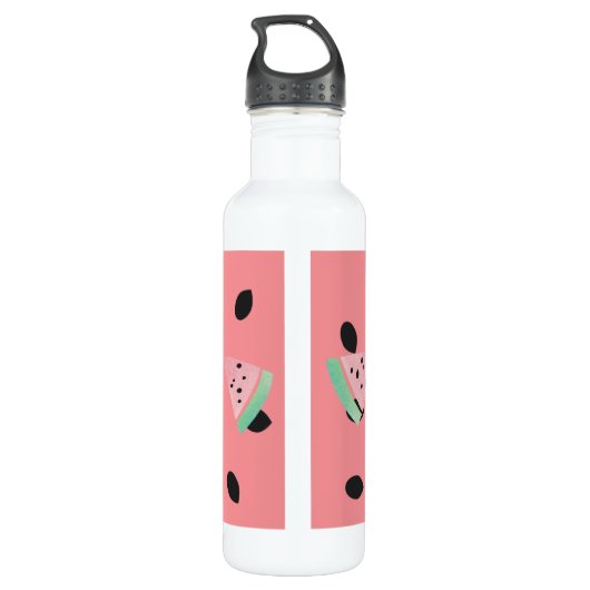 Aquarell-Wassermelone-Monogramm Edelstahlflasche (Rückseite)