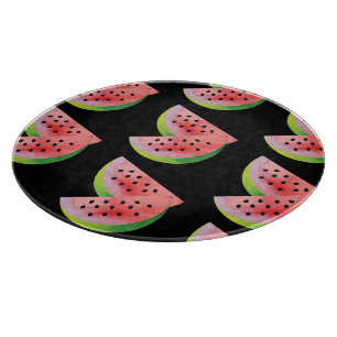 Aquarell Wassermelone Paar Sommer Schwarzes Muster Schneidebrett