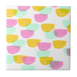 Aquarell-Wassermelone Pink Grün Gelb Muster   Fliese