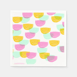 Aquarell-Wassermelone Pink Grün Gelb Muster Serviette