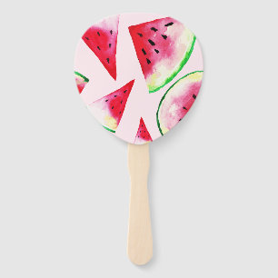 Aquarell-Wassermelone-Scheibe-Muster Fächer