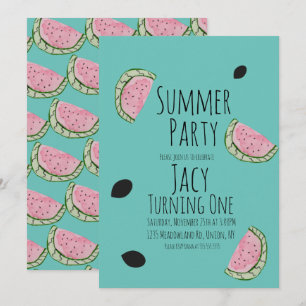 Aquarell Wassermelone Sommer Samen Geburtstagsfeie Einladung