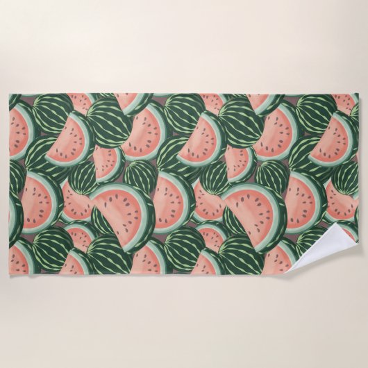 Aquarell-Wassermelone Strandtuch (Vorderseite)