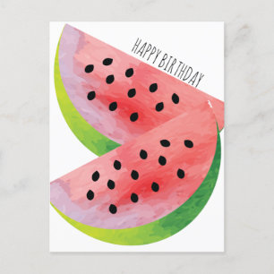 Aquarell-Wassermelonen-Paar Sommer-Geburtstag Postkarte