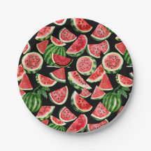 Aquarell-Wassermelonen-Papierteller – Sommerparty