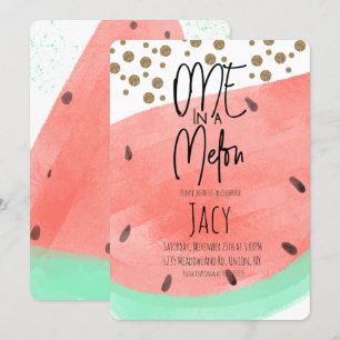 Aquarell-Wassermelonen-Wasch-Faux-Glitter-Konfetti Einladung