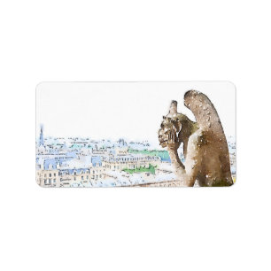 Aquarell-Wasserspeier von Notre Dame Adressaufkleber