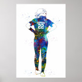 Aquarell Weiblicher Softballspieler Poster (Vorne)