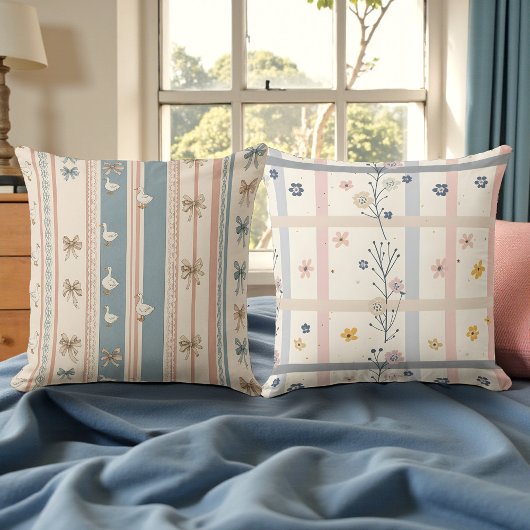 Aquarell Weiche Gänse & Floral Doppelseitig Kissen