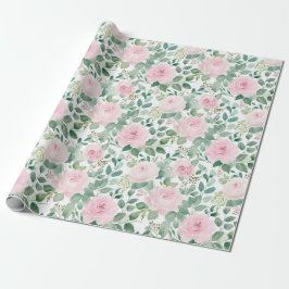 Aquarell-Weiche-Rosa-Rosen-Blumen Geschenkpapier