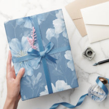 Aquarell-Weiches-Blau-Blumen-Weiß-Blumenmuster