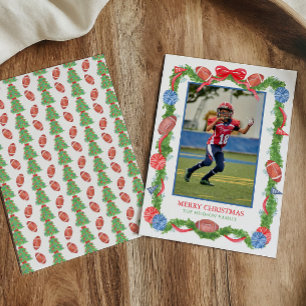 Aquarell-Weihnachten-Fußball-Girlande-Foto Feiertagskarte