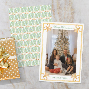 Aquarell-Weihnachten Gold Grandmillennial Foto Feiertagskarte