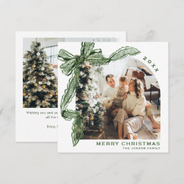 Aquarell-Weihnachten Grünes Schleifenband 2 Foto Feiertagskarte