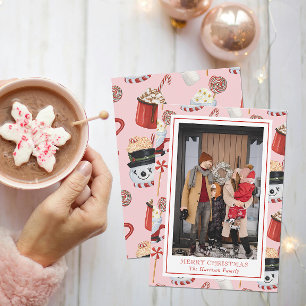 Aquarell-Weihnachten-Heiße-Schokolade-Kakao-Foto Feiertagskarte
